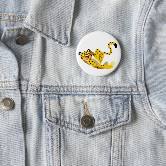 Cute Running Cartoon Cheetah Ronde Button 5,7 Cm (In situ)