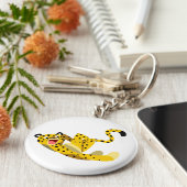 Cute Running Cartoon Cheetah Sleutelhanger (Zijkant)