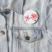 Cute Running Cartoon Pigs Button Badge (In situ)
