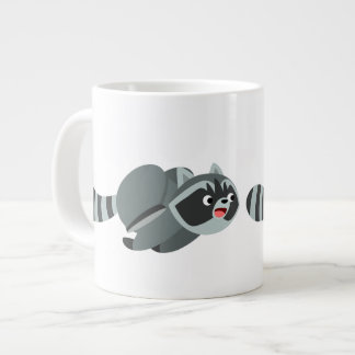 Cute Running Cartoon Raccoon Grote Koffiekop