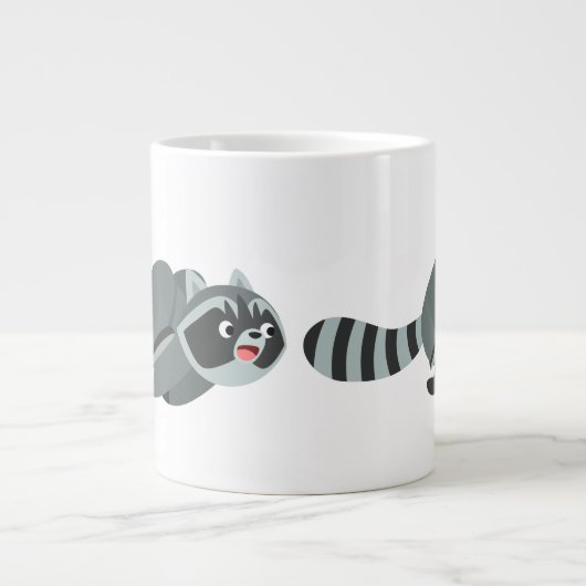 Cute Running Cartoon Raccoon Grote Koffiekop (Voorkant)