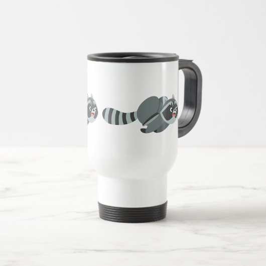 Cute Running Cartoon Raccoon Reisbeker (Voorkant rechts)