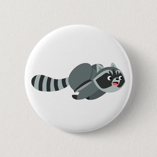 Cute Running Cartoon Raccoon Ronde Button 5,7 Cm (Voorkant)