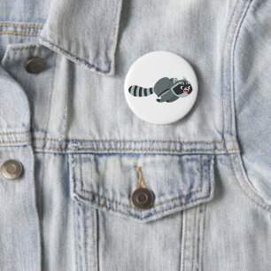 Cute Running Cartoon Raccoon Ronde Button 5,7 Cm