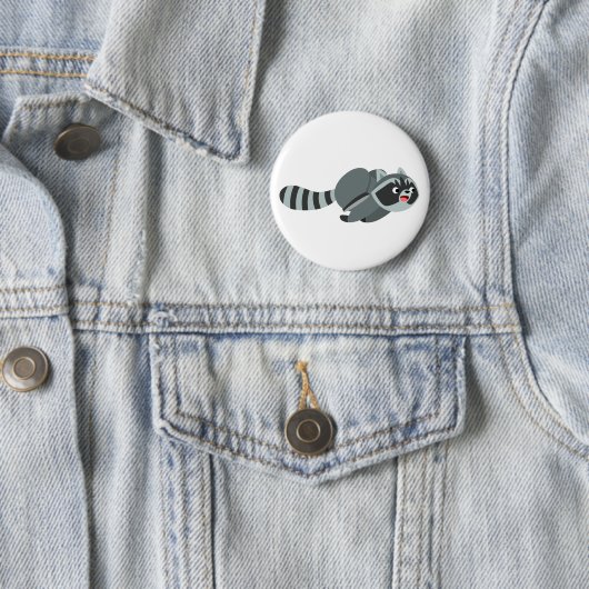 Cute Running Cartoon Raccoon Ronde Button 5,7 Cm (In situ)