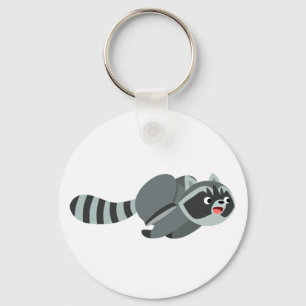 Cute Running Cartoon Raccoon Sleutelhanger