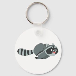 Cute Running Cartoon Raccoon Sleutelhanger