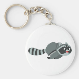 Cute Running Cartoon Raccoon Sleutelhanger