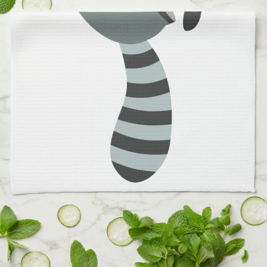 Cute Running Cartoon Raccoon Theedoek (Gevouwen)