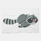 Cute Running Cartoon Raccoon Theedoek (Horizontaal)