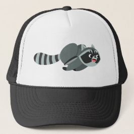 Cute Running Cartoon Raccoon Trucker Pet