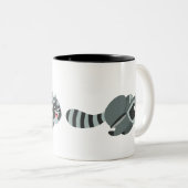 Cute Running Cartoon Raccoon Tweekleurige Koffiemok (Voorkant rechts)