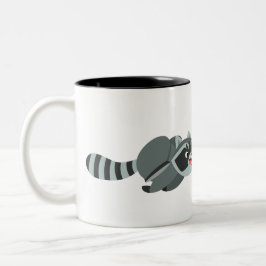 Cute Running Cartoon Raccoon Tweekleurige Koffiemok