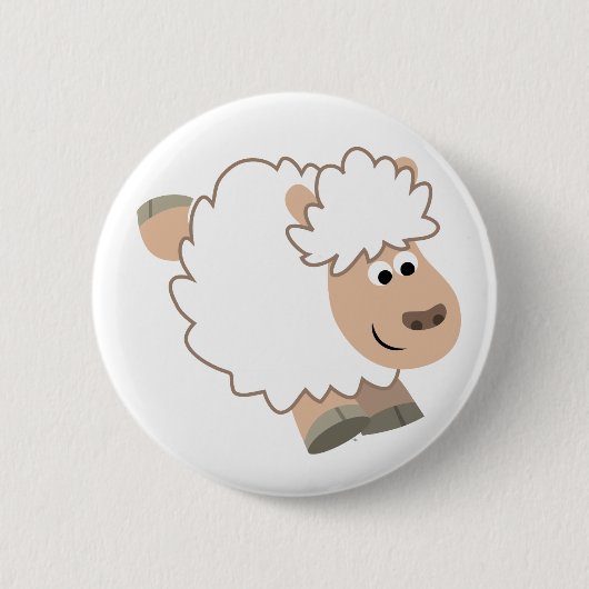 Cute Running Cartoon Sheep Ronde Button 5,7 Cm (Voorkant)