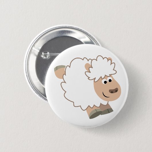 Cute Running Cartoon Sheep Ronde Button 5,7 Cm (Voorkant /achterkant)