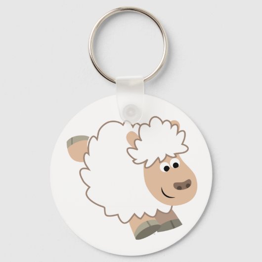 Cute Running Cartoon Sheep Sleutelhanger (Voorkant)