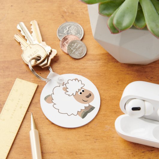 Cute Running Cartoon Sheep Sleutelhanger (Bureau)
