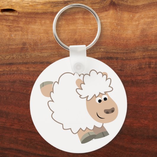 Cute Running Cartoon Sheep Sleutelhanger (Voorkant)