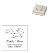 Cute Running Fox Address Rubberstempel (Gestempeld)