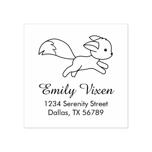 Cute Running Fox Address Rubberstempel (Afrduk)