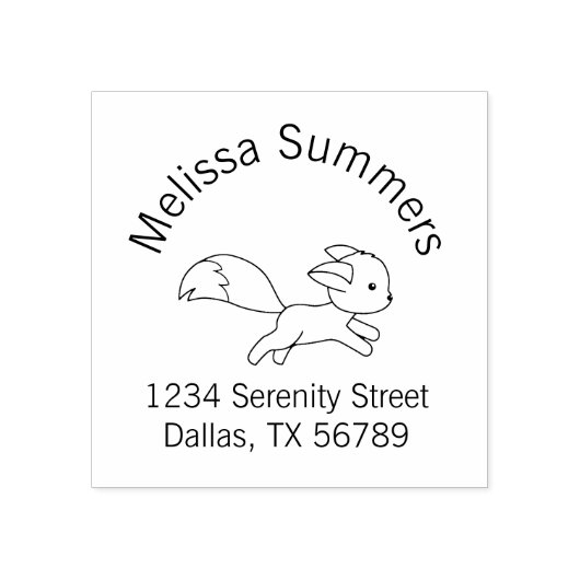Cute Running Fox Arch Address Rubberstempel (Afrduk)