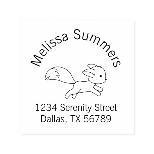 Cute Running Fox Arch Address Zelfinktende Stempel (Design)