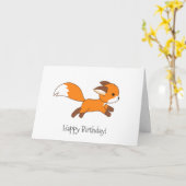 Cute Running Fox Birthday Kaart (Gele Bloem)
