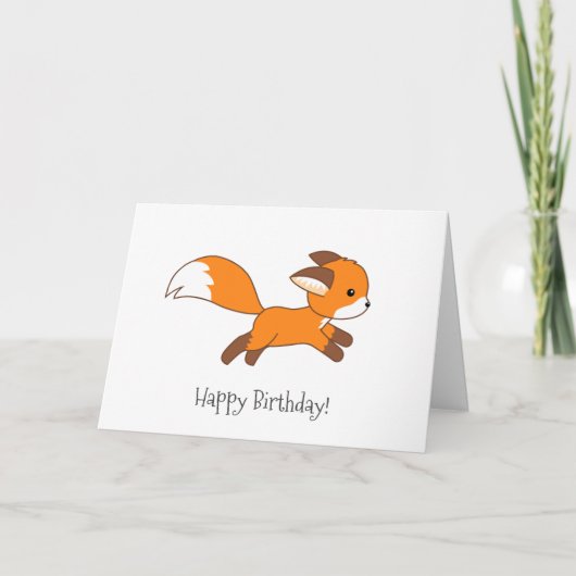 Cute Running Fox Birthday Kaart (Voorkant)