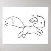 Cute Running Fox Coloring Page Poster (Voorkant)