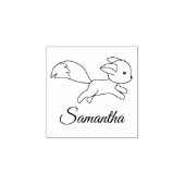 Cute Running Fox Custom Name Rubberstempel (Afrduk)