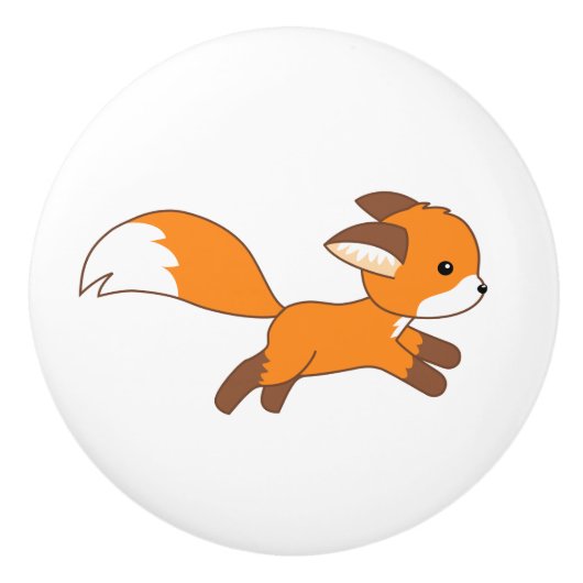 Cute Running Fox Keramische Knop (Voorkant)