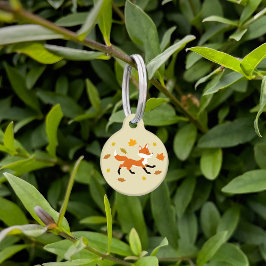 Cute Running Fox met Autumn Leaves & Pet's Info Huisdierpenning