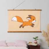 Cute Running Fox on Cream Hangend Wandkleed (Slaapkamer)