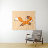 Cute Running Fox on Cream Wandkleed (In Situ (horizontaal))