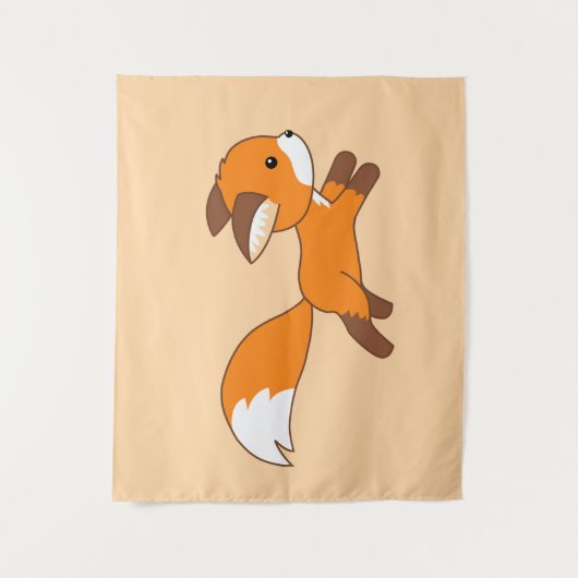 Cute Running Fox on Cream Wandkleed (Voorkant)