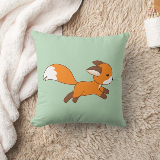 Cute Running Fox on Green Kussen (Deken)