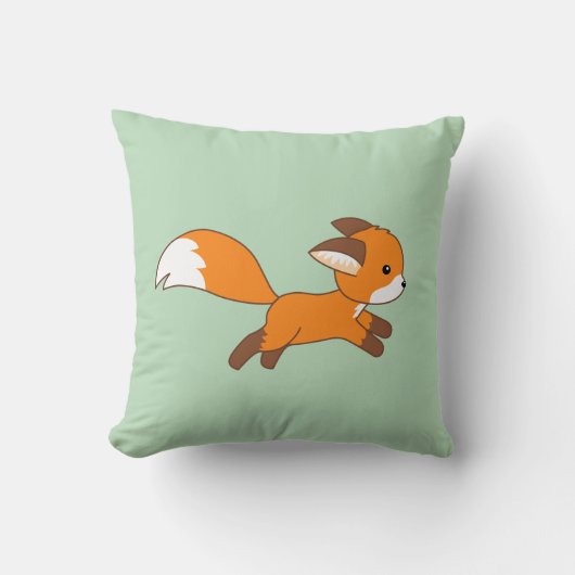 Cute Running Fox on Green Kussen (Voorkant)