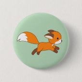 Cute Running Fox on Green Ronde Button 5,7 Cm (Voorkant)