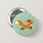 Cute Running Fox on Green Ronde Button 5,7 Cm (Voorkant /achterkant)