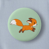 Cute Running Fox on Green Ronde Button 5,7 Cm