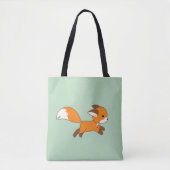 Cute Running Fox on Green Tote Bag (Voorkant)