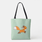 Cute Running Fox on Green Tote Bag (Achterkant)