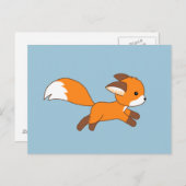 Cute Running Fox op Blue Briefkaart (Voorkant / Achterkant)