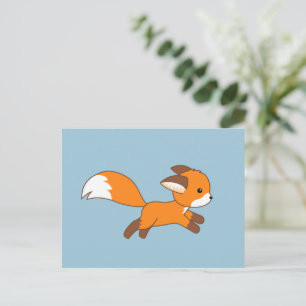 Cute Running Fox op Blue Briefkaart