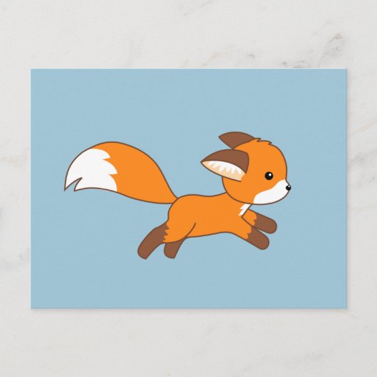 Cute Running Fox op Blue Briefkaart (Voorkant)