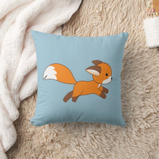 Cute Running Fox op Blue Kussen (Deken)