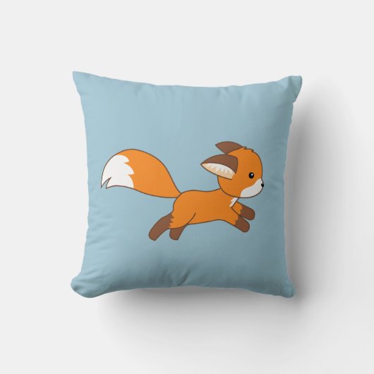 Cute Running Fox op Blue Kussen (Voorkant)