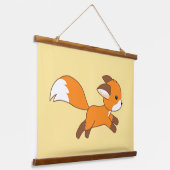 Cute Running Fox op Yellow Hangend Wandkleed (Gebogen)