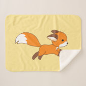 Cute Running Fox op Yellow Sherpa Deken (Voorkant (horizontaal))