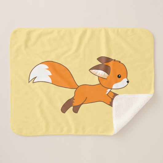 Cute Running Fox op Yellow Sherpa Deken (Voorkant (horizontaal))
